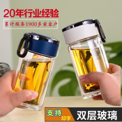 ガラス高級ガラス鉛フリーカップ家庭用高ホウケイ酸二重層新しい高価値ウォーターカップ蓋付き卸売