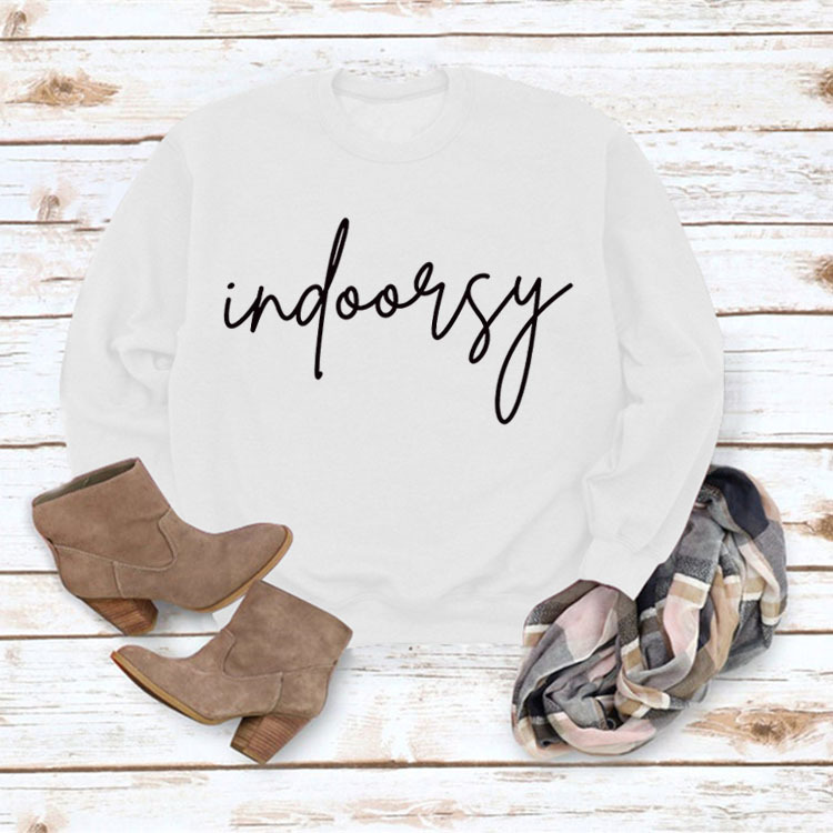 Indoorsy en stock Jersey cuello redondo europeo y americano Top manga larga impresa suelta simple suéter transfronterizo Comercio exterior al por mayor
