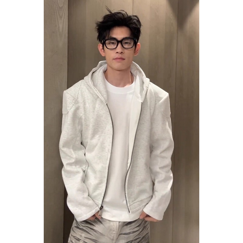 Cleanfit American Hooded Cardigan Sweatshirt Men's Autum Trendy Brand Right Shoulder Motorcycle Jacket Boxy Short Jacket