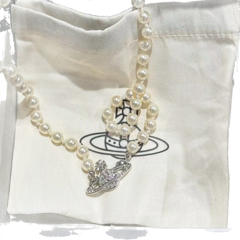 新しいクイーンマザーハイバージョン土星パールネックレスレディースファッション個性多用途惑星鎖骨チェーンハイエンドホットスタイル|undefined