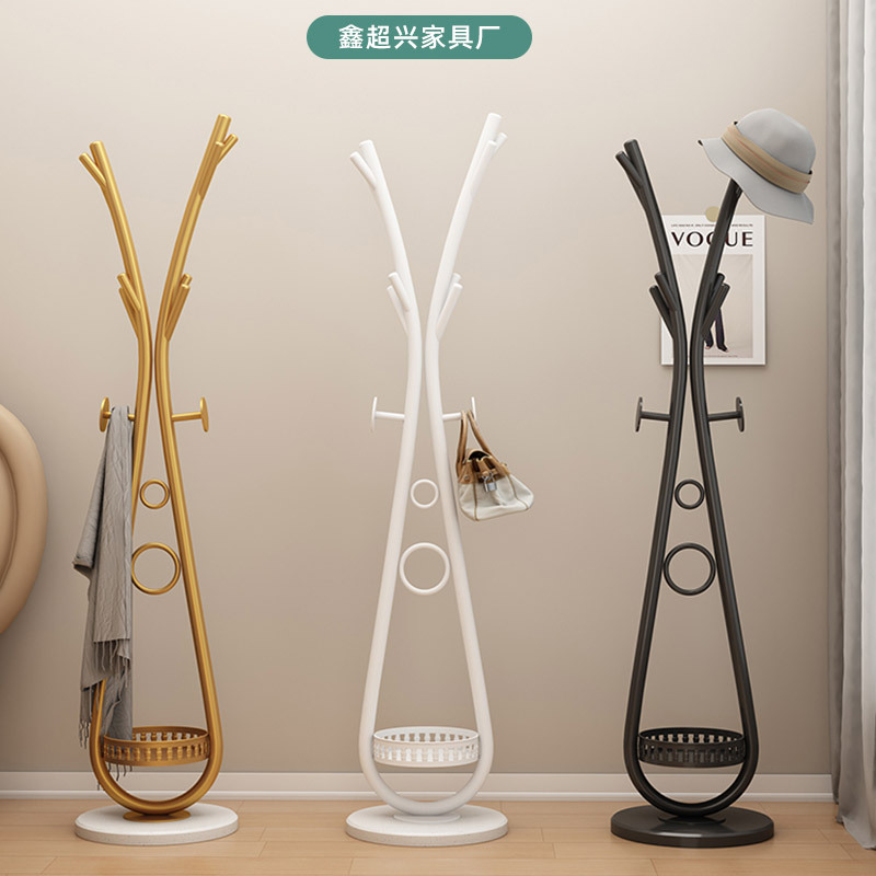 Household Bedroom Coat Rack Floor Vertical Hanger Simple Hall Clothes Storage Rack Creative Iron Clothes Hanger