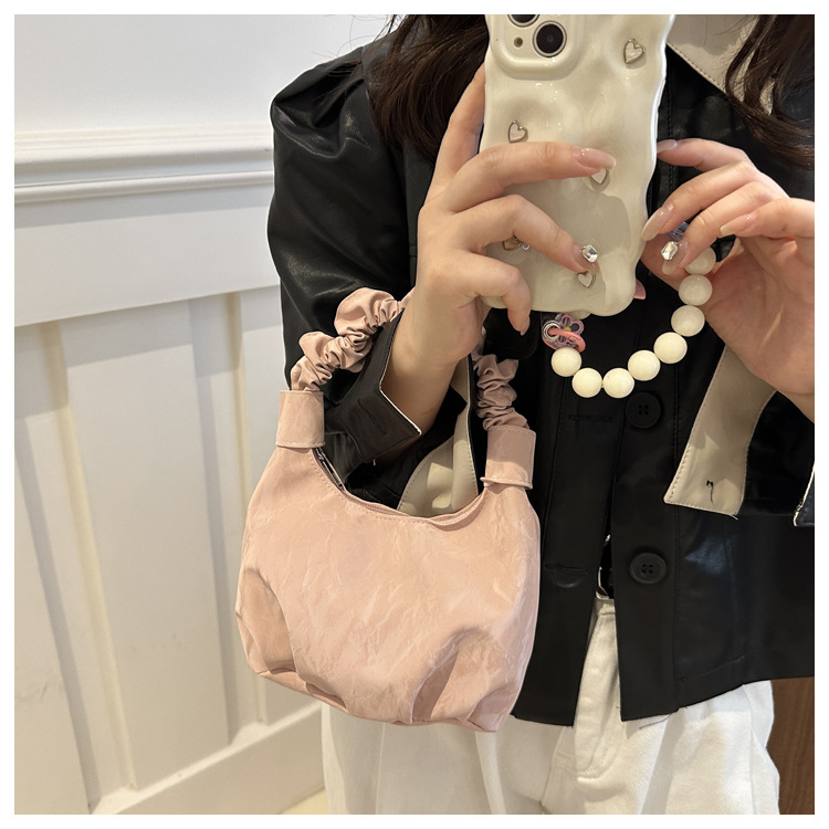 2024 Autumn/Winter ins solid-color stylish handbag with underarm pleats, a gentle Korean-style single-shoulder bag for women undefined