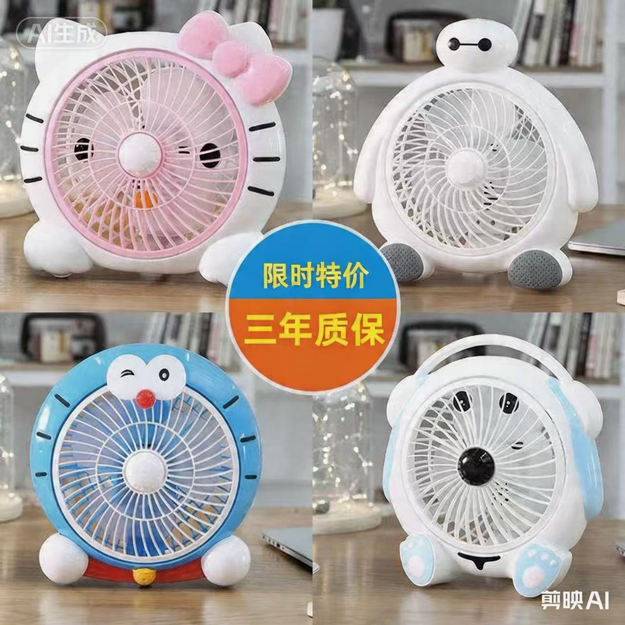 Cartoon electric fan, mini fan, floor fan, student dormitory bedside fan, desktop fan, household electric fan wholesale