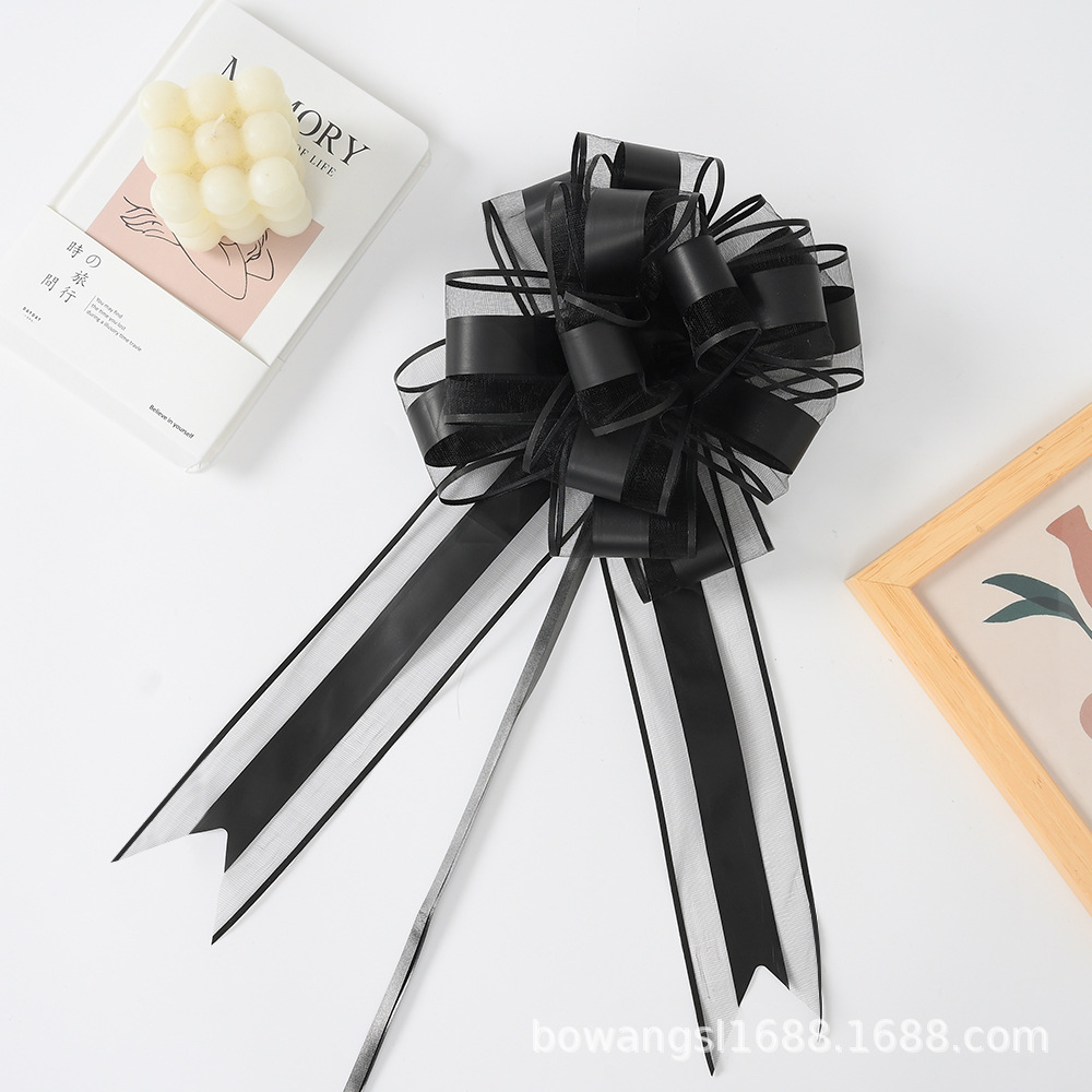 Transfronterizo extra grande 6.4 Macarons de color liso y elegante, gasa de nieve alargada, flor de dibujo, coche de boda, canasta de frutas, decoración de apertura, color de dibujo