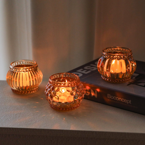 European ins simple glass crystal candle holder creative home candle base small ornaments romantic dining table candle holder
