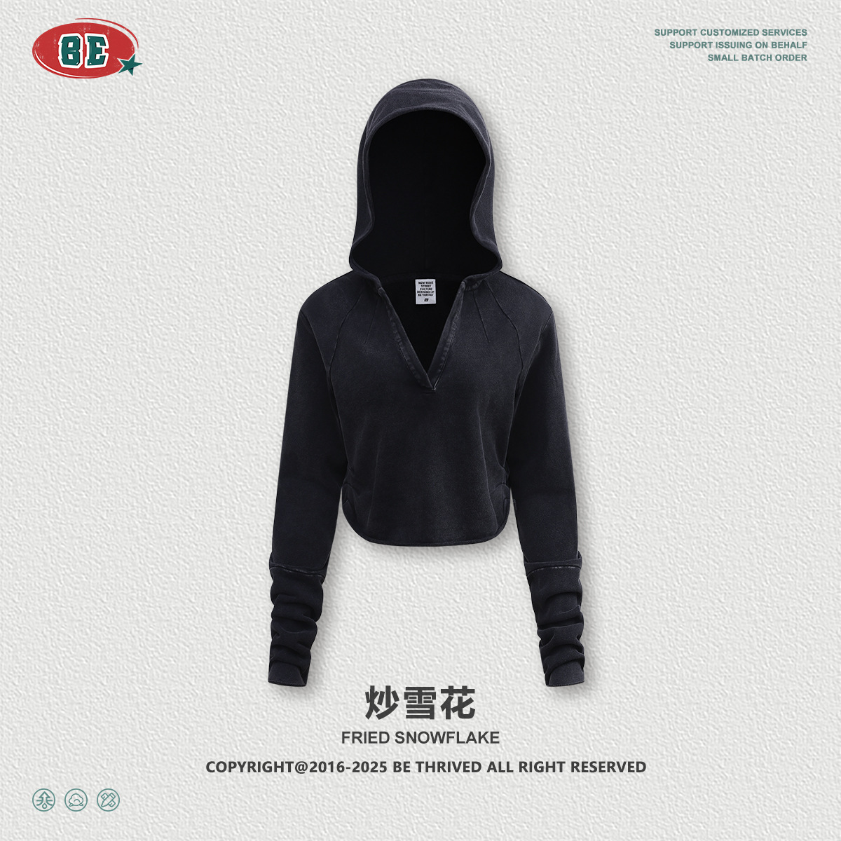 BE ropa de mujer de otoño de 2025 Europa y América vintage hottie chaqueta de cuello en V camiseta doblada corta con capuzas de manga larga chaqueta de mujer image 11