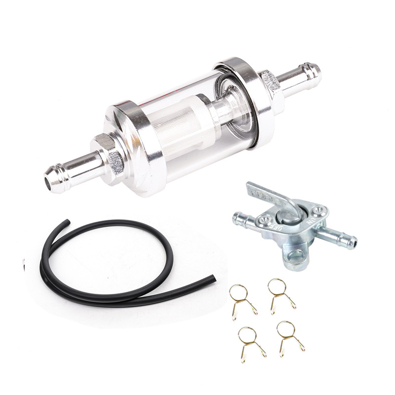 Universal Motorcycle Gasoline Filter Element Cnc Modified Metal Fuel Filter Oil Pipe Oil Switch Clip
