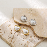 (Трансграничная торговля), дизайнерские двусторонние трехмерные серьги из нержавеющей стали в форме сердца, золото 750 пробы, европейский стиль