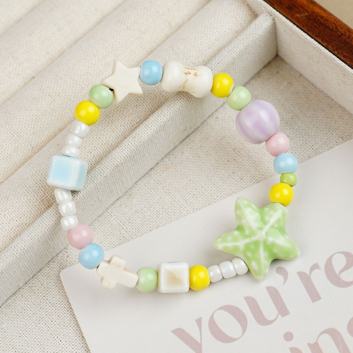 Jingdezhen pulsera de cerámica de verano mujer alta sensación galletas serie de gatos nicho diseño universal pulsera alta sensación