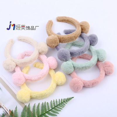 Korean Edition soft Rabbit hair Hair hoop Autumn and winter lovely fashion Versatile Simplicity Head hoop Plush Hair hoop