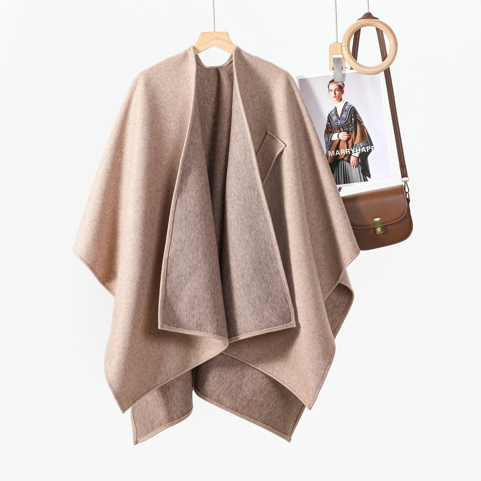 Elegant Women's Shawl Simple Solid Colour Diagonal Tie Cape Wrap_voghion.com