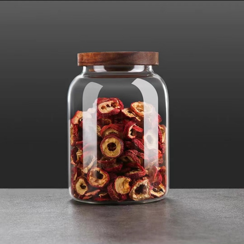 Gran CAPACIDAD DE Acacia tapa de madera sellada tarro verde naranja granos de vidrio de almacenamiento tarro de té de vidrio de alta borosilicato hogar tarro