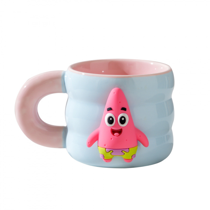Auténtico autorizado SpongeBob mug personalidad tarta de dibujos animados estrella taza de desayuno de cerámica regalo taza de café creativa