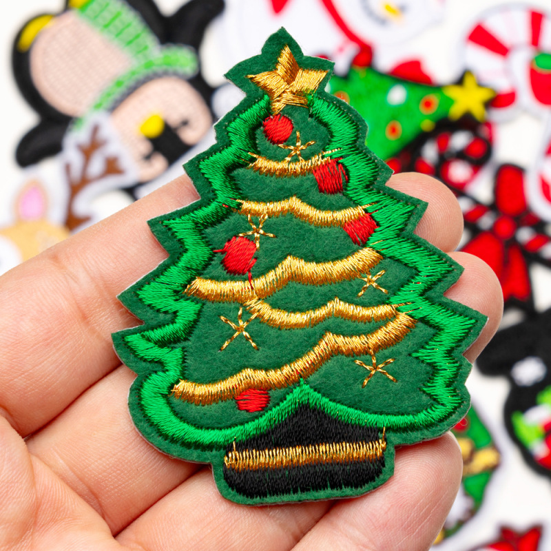 クリスマスシリーズ刺繍布ステッカーヘラジカ雪だるまベルコンピュータ刺繍縫製不要の服やバッグ DIY 装飾ステッカー|undefined