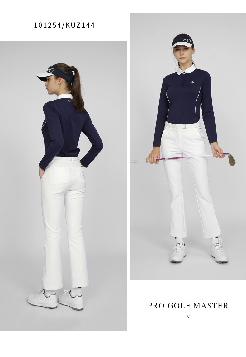 Quần tây nữ golf ống loe nhẹ thiết kế vila co giãn — KUZ144-màu trắng, KUZ144-Đen, KUZ144-màu xanh hải quân, KUZ144-màu đỏ chi tiết 9