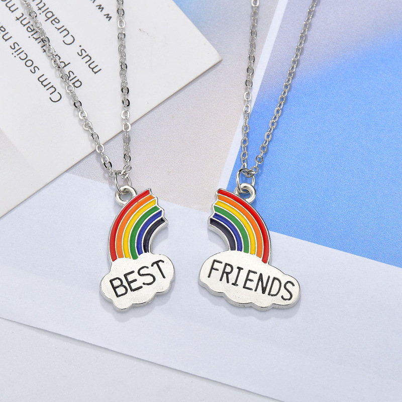 Fashion Necklace Korea Rainbow Cloud Dripping Oil Stitching Pendant Clavicle Chain Necklace display picture 5