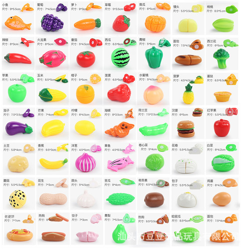 Factory direct sale play kitchen toy set with cutting and slicing functions, 3-piece plastic simulated kitchen pizza and cake models, fruit and vegetable cutting toys