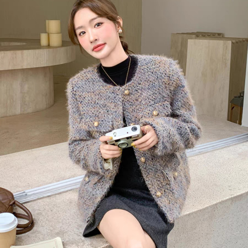 Xiaoxiangfeng ジャケット新しい冬 Xiaoxiangfeng ショート 2025 カジュアルスリム厚く暖かいノーカラージャケット女性のアウターウェア|undefined