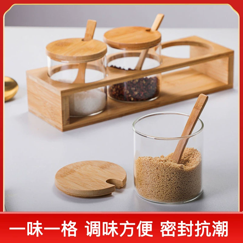 Оптовая приправа банка прозрачная стеклянная солонка кухня приправа банка бытовая сахарная банка соль глутамат натрия набор приправ