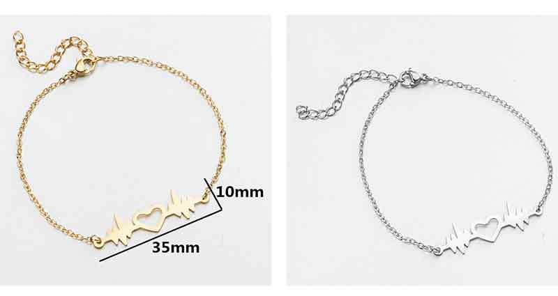 PVD Coated Gold Plating Process 18K Gold, Real Gold Plated Plating Material PVD Coated 18K Gold Real Gold Plated Heart Shape 201 Stainless Steel Fashion Waterproof Non Tarnish 201 Stainless Steel Bracelets