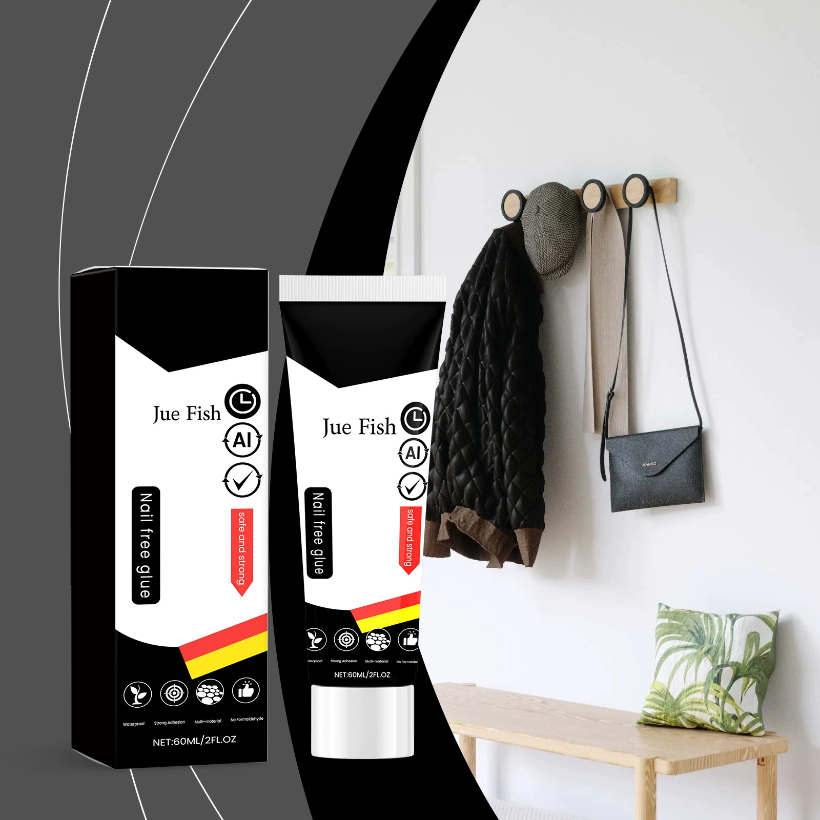 Клей JUE FISH без гвоздей, быстросохнущий клей для дома, дерева, керамики, подходит для различных материалов, без сверления, фиксирующий клей