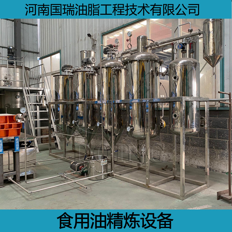 厂家定制茶籽油精炼设备 国瑞直供2吨/天小型毛油精炼成套设备