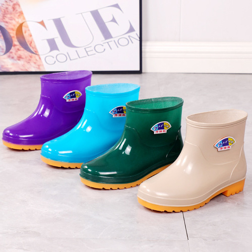 Women's Waterproof Waterproof Rain Boots with Fleece and Thick Waterproof Non-Slip Rain Boots for Women Short Waterproof Fashion Trendy Work Shoes