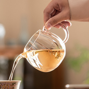 Justice Cup Tea Utensil Heat Resistant Glass Public Cup Tea Sea Household High Boron Silica Powder Transparent Tea Diver Flower Teapot