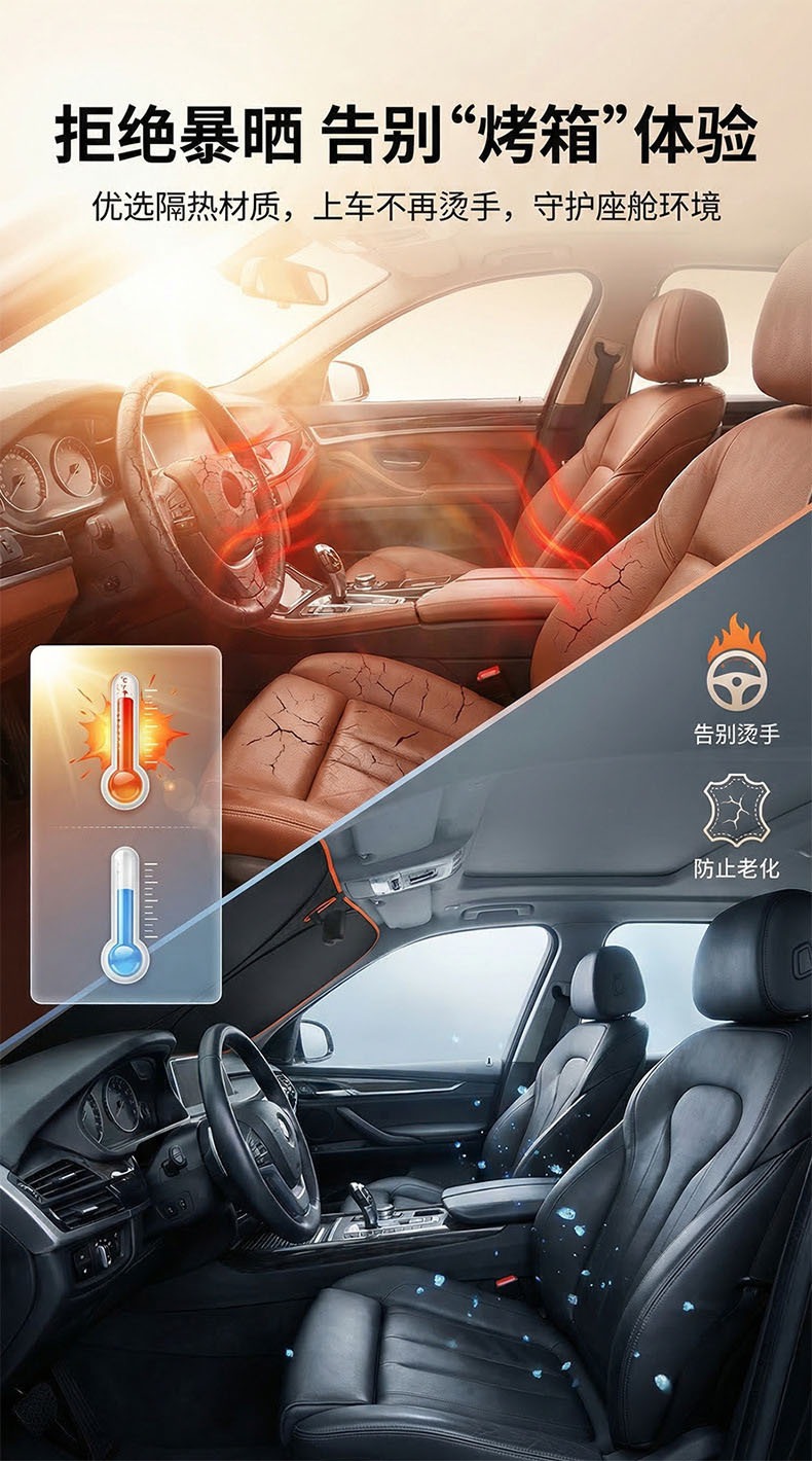 Cross-Border Hot-Selling Car Sunshade for Front Windshield, Sun Protection and Heat Insulation Magic Device, Car Anti-Glare Sunshade