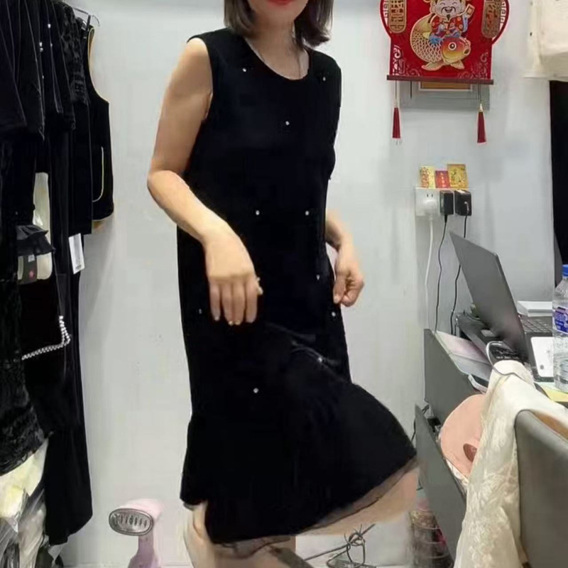 5525141 Damei Ai Yuan 2025 Summer New Fashion Beaded Sleeveless Mid-Length Dress for Women