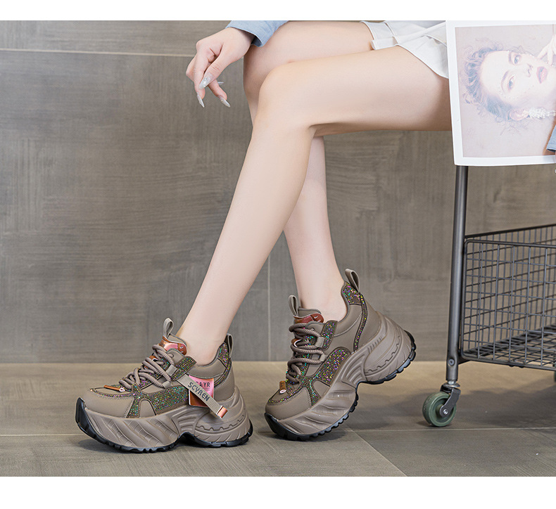 Giày sneaker nữ đế dày tăng chiều cao phong cách hot girl mùa thu 2026 — Kaki M2939, M2939 màu đen chi tiết 11