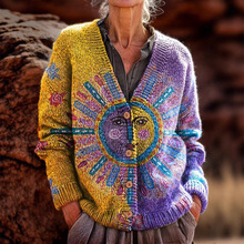 跨境外贸亚马逊热卖外穿上衣仿毛衣女欧美风新款宽松v领长袖开衫