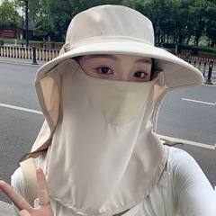 夏用の大きいサイズの通気性のあるサンハット、首の保護、一体型の抗UV屋外サイクリング日焼け止めマスク、取り外し可能