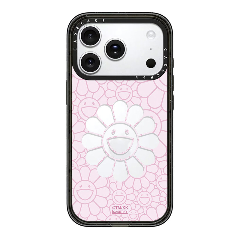 [murakami takashi pink flower hollow] transparent-black frame