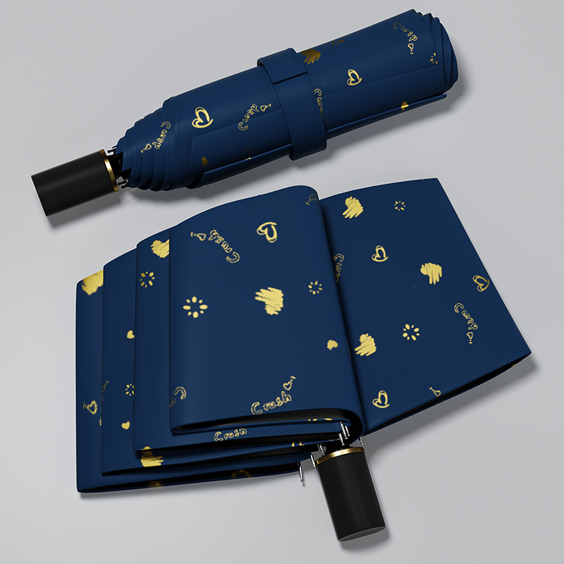 Rain Enjoy Paraguas calientes Paraguas de dibujos animados de amor dorado Paraguas de sol para niños Paraguas plegable de doble uso Sensación de alta calidad Paraguas de protección solar