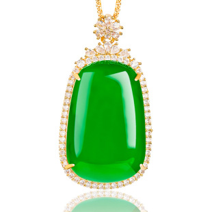genuine goods natural green agate fugua copper gold-plated ice jade pendant jade pendant women's necklace fashion pendant