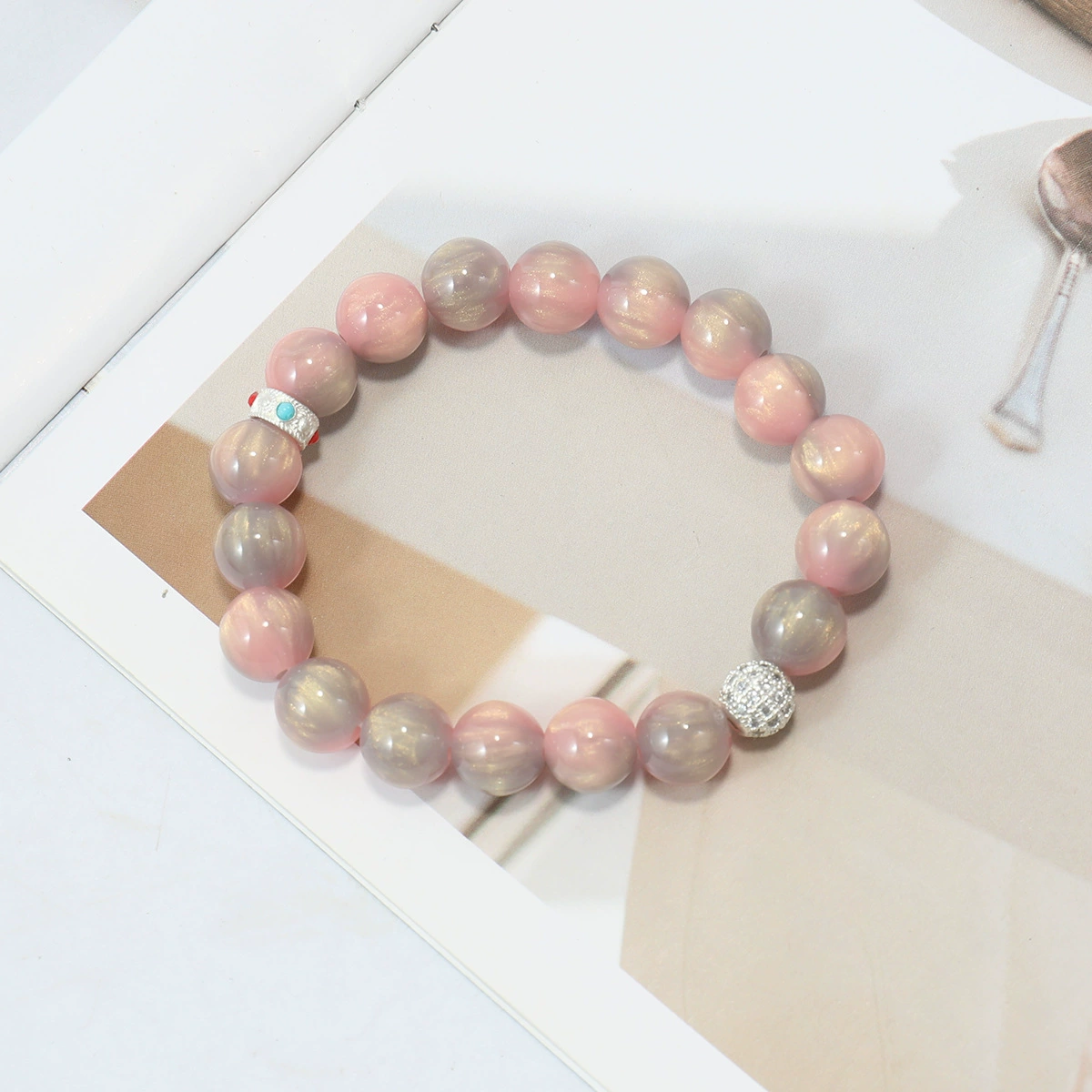 Genuine design bracelet, two-color starry sky, beads, accessory, 2024 years, new collection