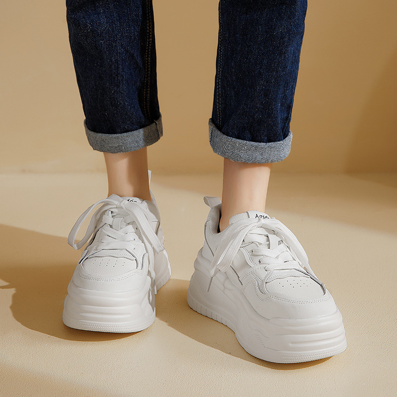 Zapatillas Blancas para Mujer Augu Shiden, Estilo Universitario, Otoño 2025, Estilo Casual, Suela Gruesa, Deportivas, Zapatillas Panda Blancas y Negras