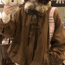 “日杂感叠穿”毛毛领vintage感夹棉花苞外套少女风 2025秋冬新品