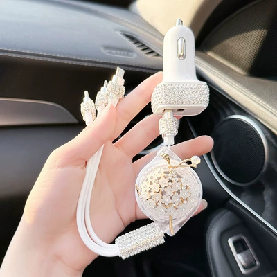 Telescopic Three-In-One Mobile Phone Data – Mobil şarj cihazları - elegant-ballet-charging-cable-car-charger