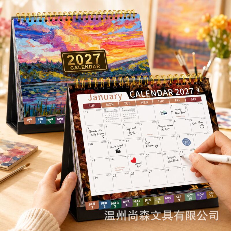 Cross-border foreign trade desk calendar 2027 English version 12-month calendar with stickers for planning and note-taking, in stock Cross-border foreign trade desk calendar 2027 English version 12-month calendar with stickers for planning and note-taking, in stock
