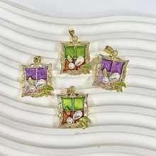 莫奈花园巴洛克仿珍珠滴油吊坠铜轻奢魅力复古油画风项链吊坠配件