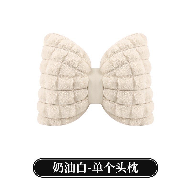 Wool pad: Qìchē Bow Car Seat - rabbit-fur-grid-headrest-white-1-piece