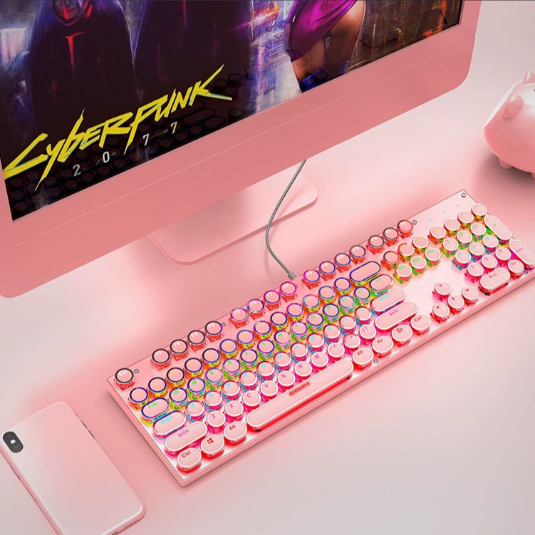 Панк-механическая клавиатура GK802 с подсветкой RGB, разноцветная, конкурентная игровая проводная клавиатура