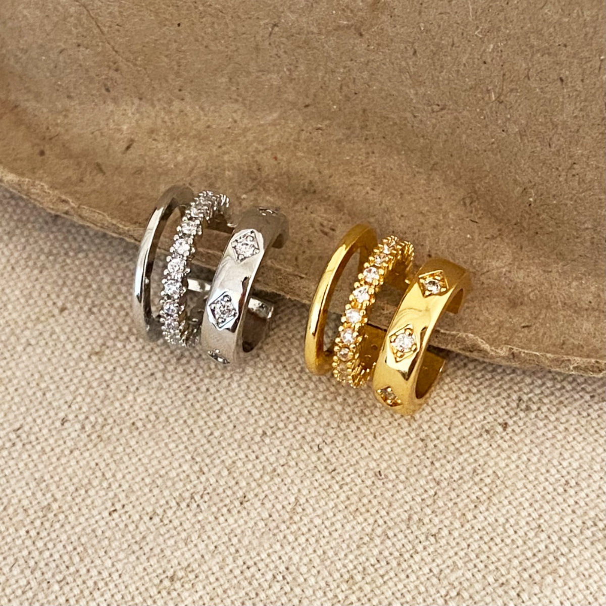 Multi-layered design, niche and versatile, diamond-encrusted ear cuffs, light luxury, high-end feel, simple, fashionable, and unique Korean-style women's earrings