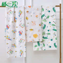 桥一芳双层纱精梳印花纱布婴童服装家居服月子服卡通棉布料