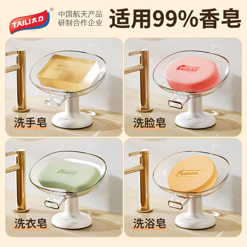 Caixa de jabón TaiLi, ventosa de drenaje, estante de jabón doméstico montado en la pared, artefacto de almacenamiento de inodoro sin agujeros