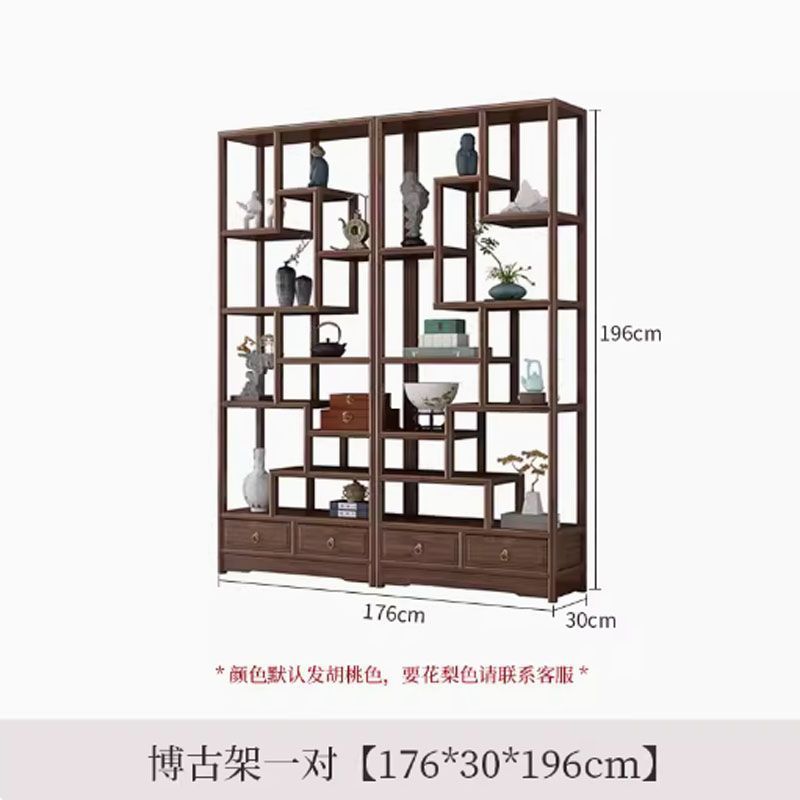 中式实木博古架小型茶叶架展示柜多宝阁隔断客厅置物架黄菠罗格木|undefined