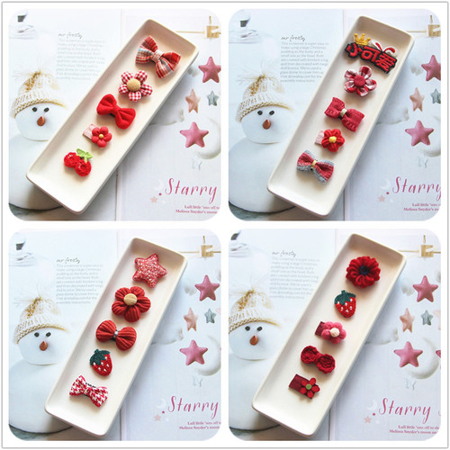Baby hair clip hair clip set for children and girls hair clip headdress festive new year red hair accessories