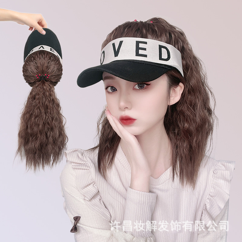 Wig Cap for Women, Spring and Summer Ponytail Cap, Korean Style Trendy 2021 Hot Item, Natural Realistic Full Head Wig with Curly Hair Wig Cap for Women, Spring and Summer Ponytail Cap, Korean Style Trendy 2021 Hot Item, Natural Realistic Full Head Wig with Curly Hair